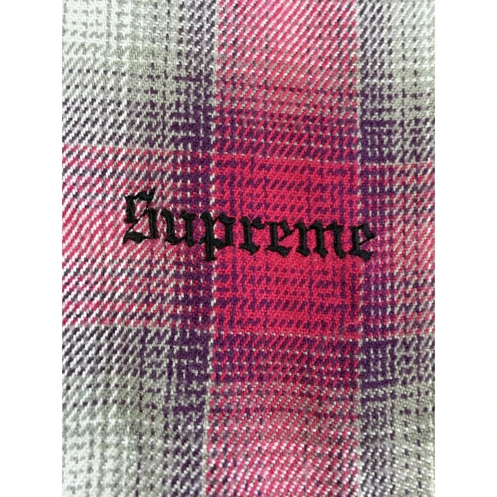 Supreme Jacket Mens Medium Shadow Plaid Bomber Full Zip Logo Embroidered